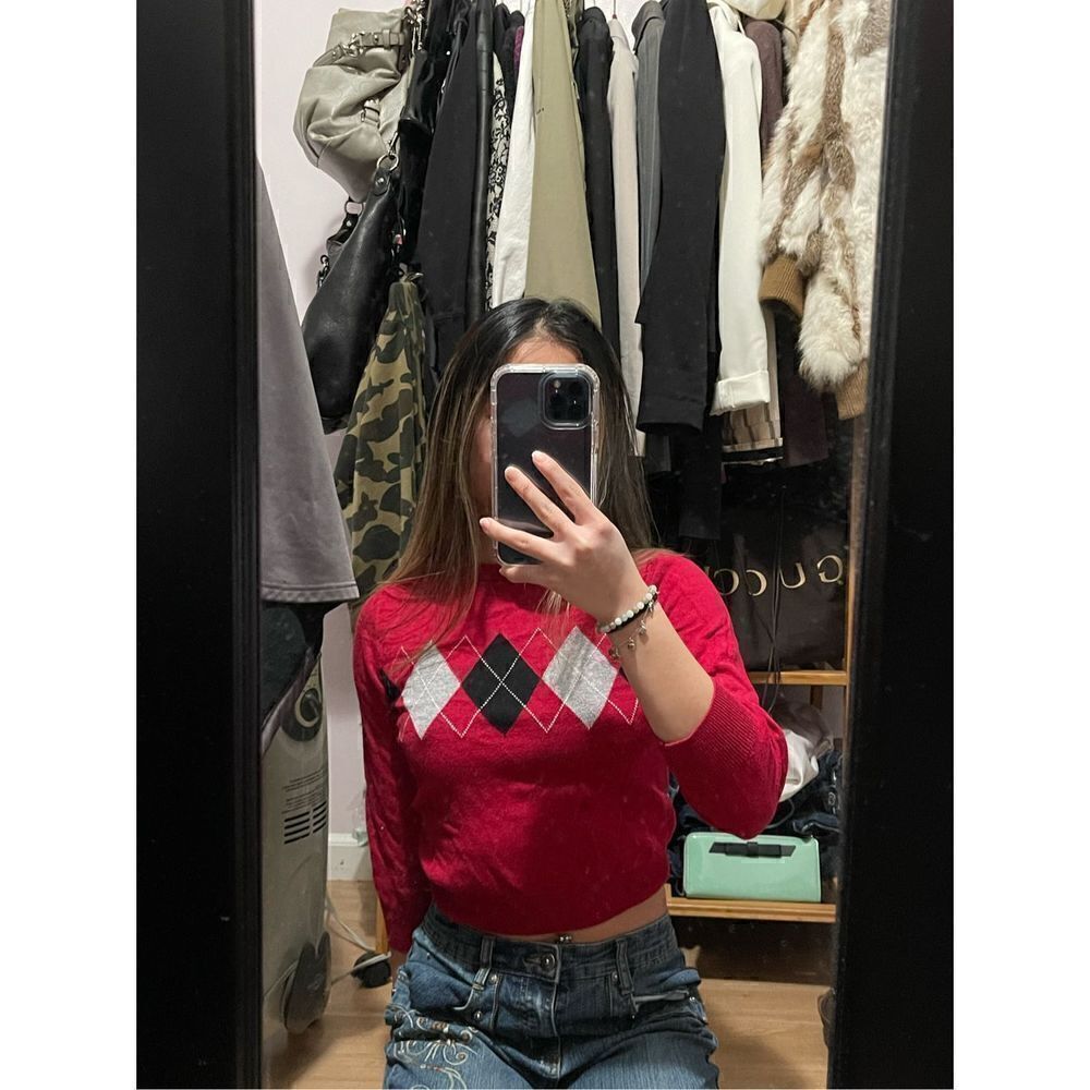 ‎children’s place red argyle sweater size small